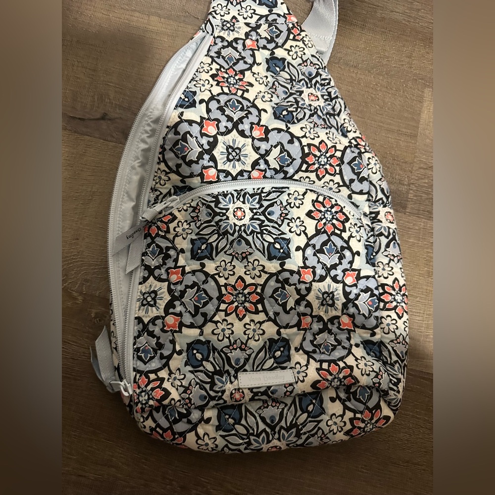 Vera Bradley Gray and Coral Patterned Backpack